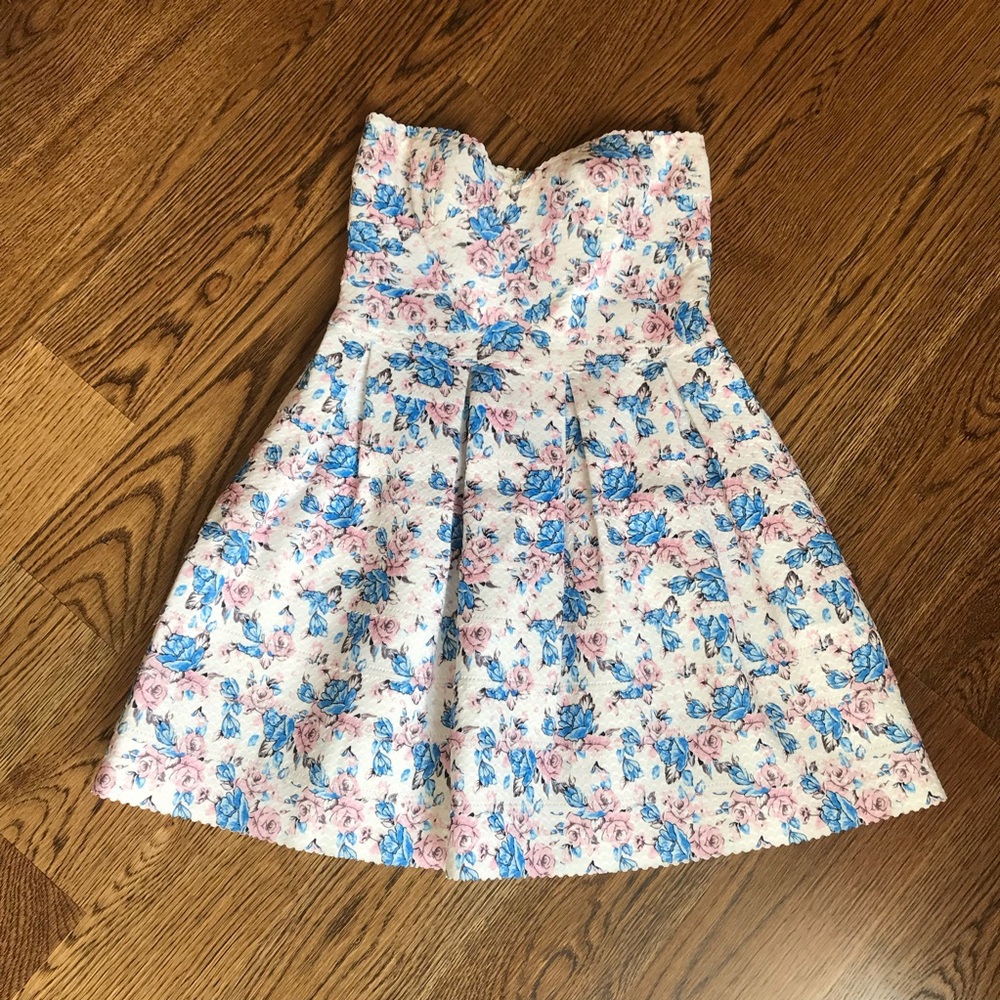 Strapless Floral Dress